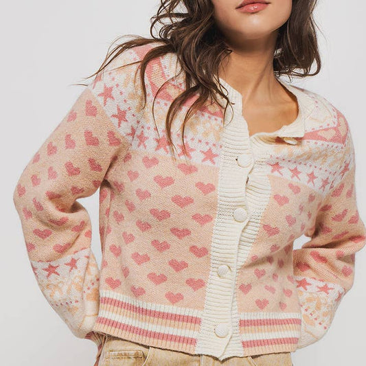 Cutesy Cupid Long Sleeve Collared Top