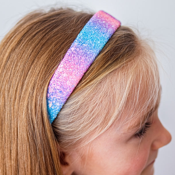 Tapered Chunky Glitter Headband | Rainbow