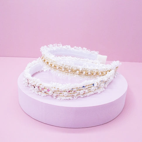 Confetti Pearl Headbands | White/Gold and White/Pink