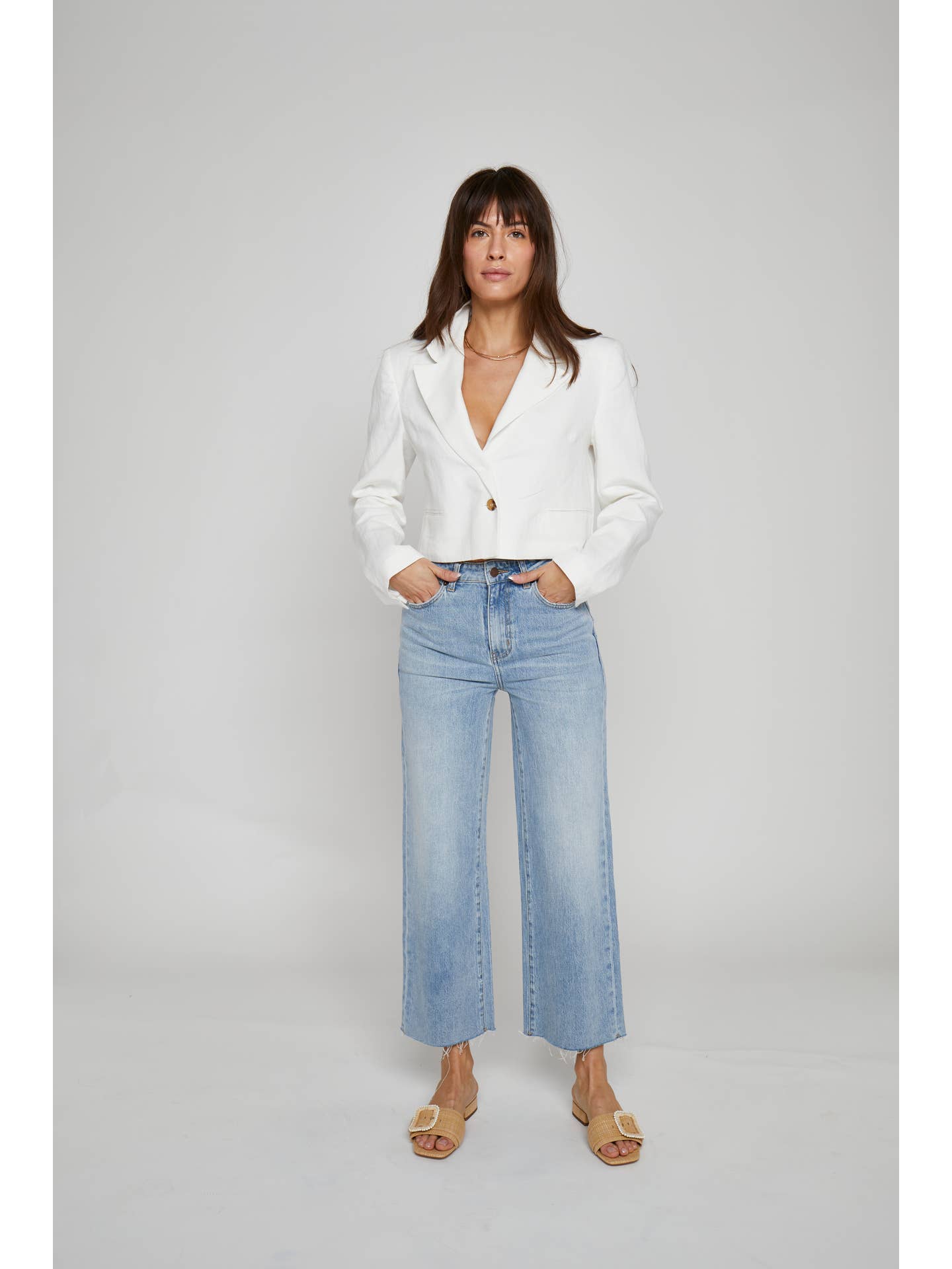 Aberdeen Ankle Crop High Rise Jean | Light Indigo Worn