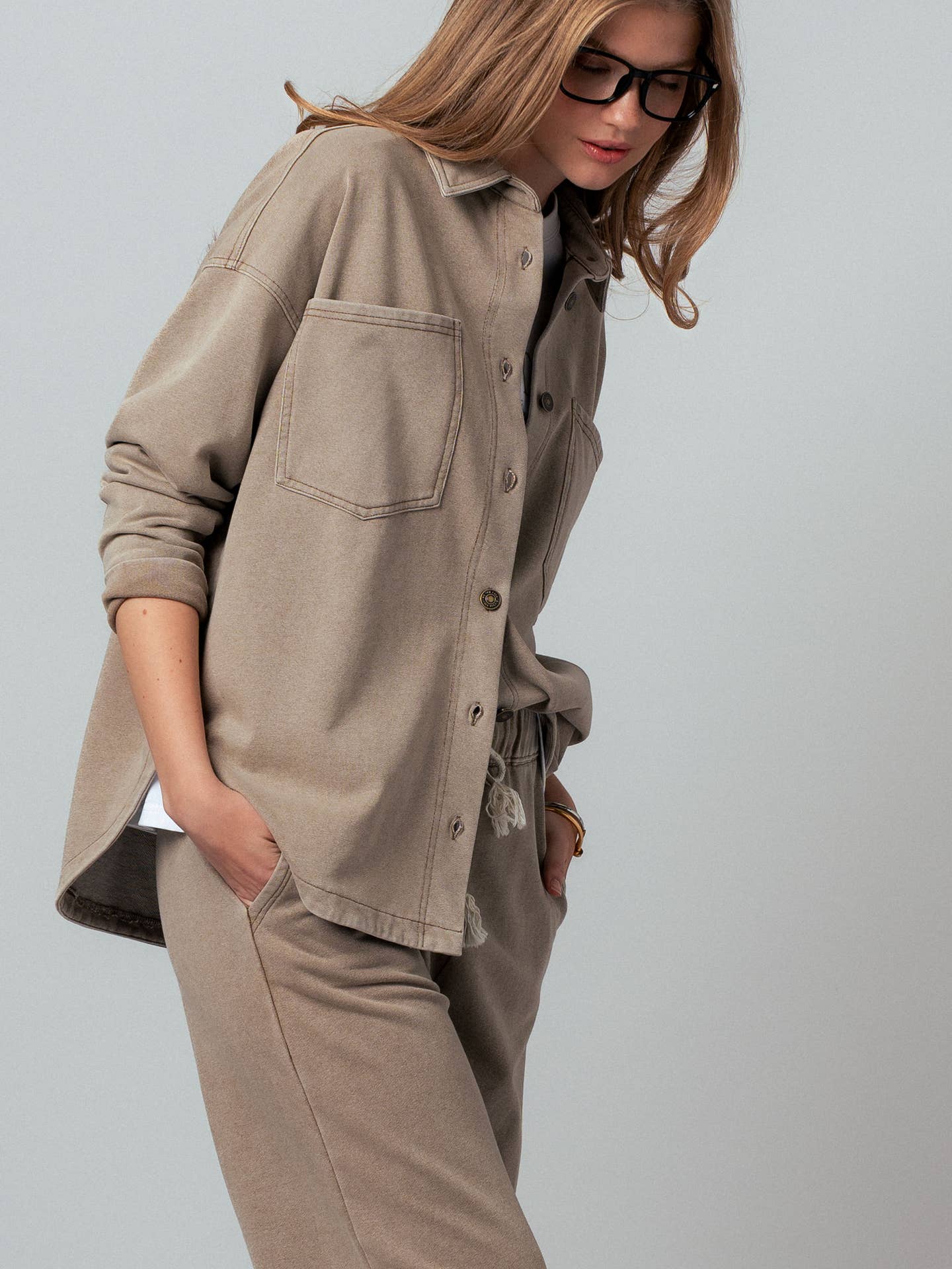 Relaxed Western Denim Set | Mocha