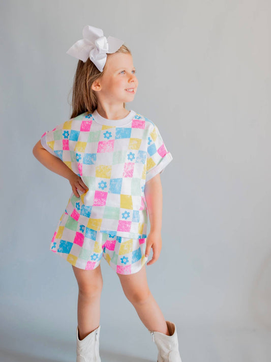 All Over Checker French Terry Short