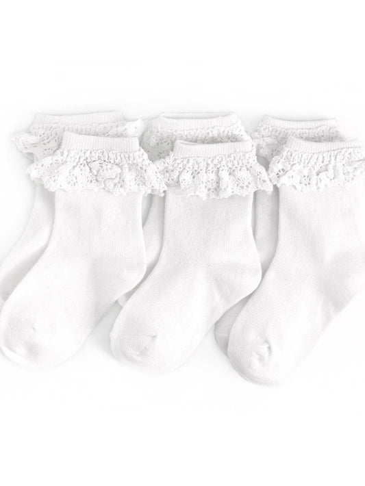 Lace Midi Sock 3-Pack | White