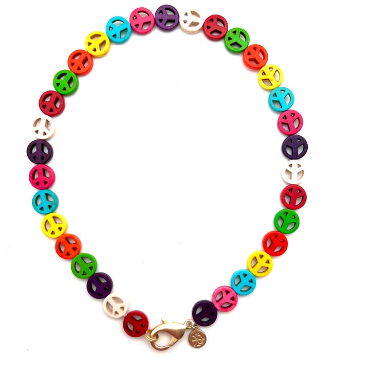 Rainbow Peace Necklace 16in or 18in