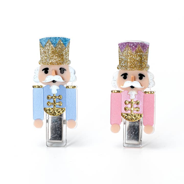 Nutcrackers Pink + Blue Hair Clips