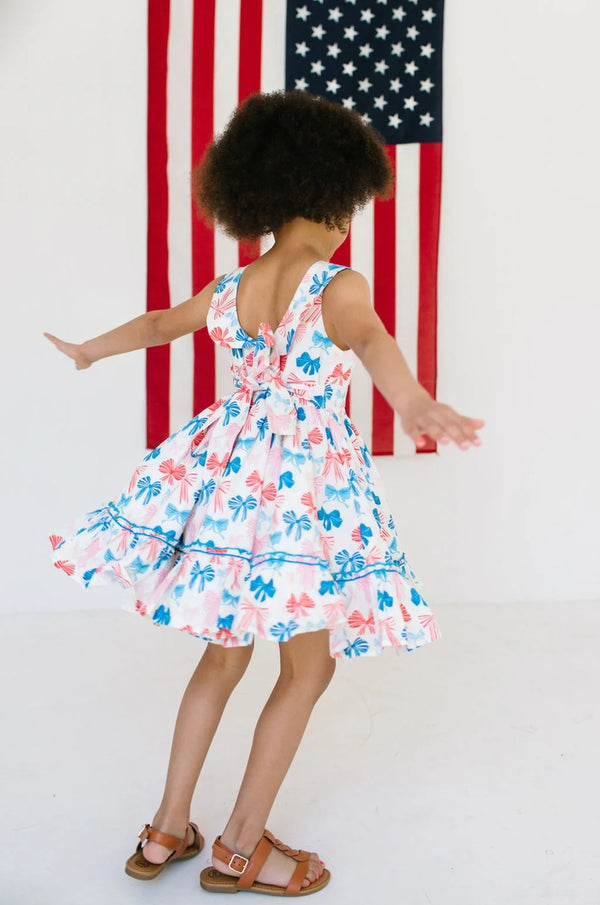 Lara Poplin Dress | Patriotic Bows