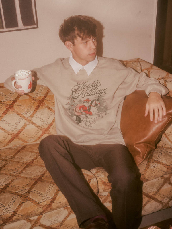 Howdy Holidays Sand Thrifted Sweatshirt