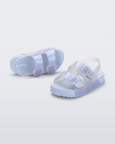 Mini Melissa Cozy Sandal | Blue and White