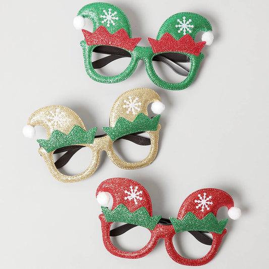 Christmas Elf Holiday Party Glasses | Red, Green or Gold
