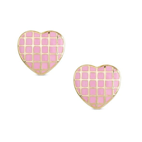 Lattice Heart Stud Earrings | Pink