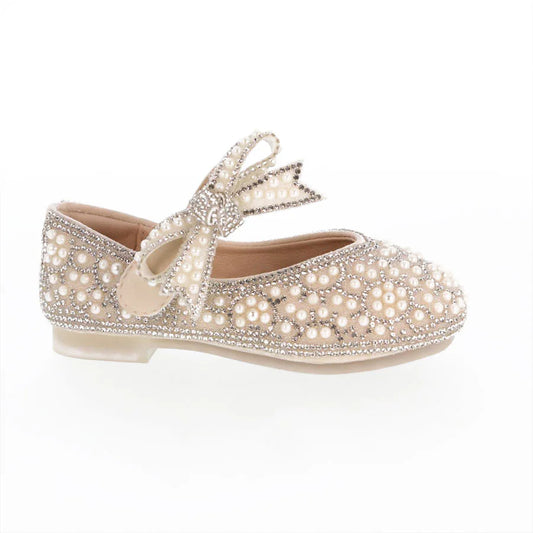 Pearl & Rhinestone Flat Shoes | Silver