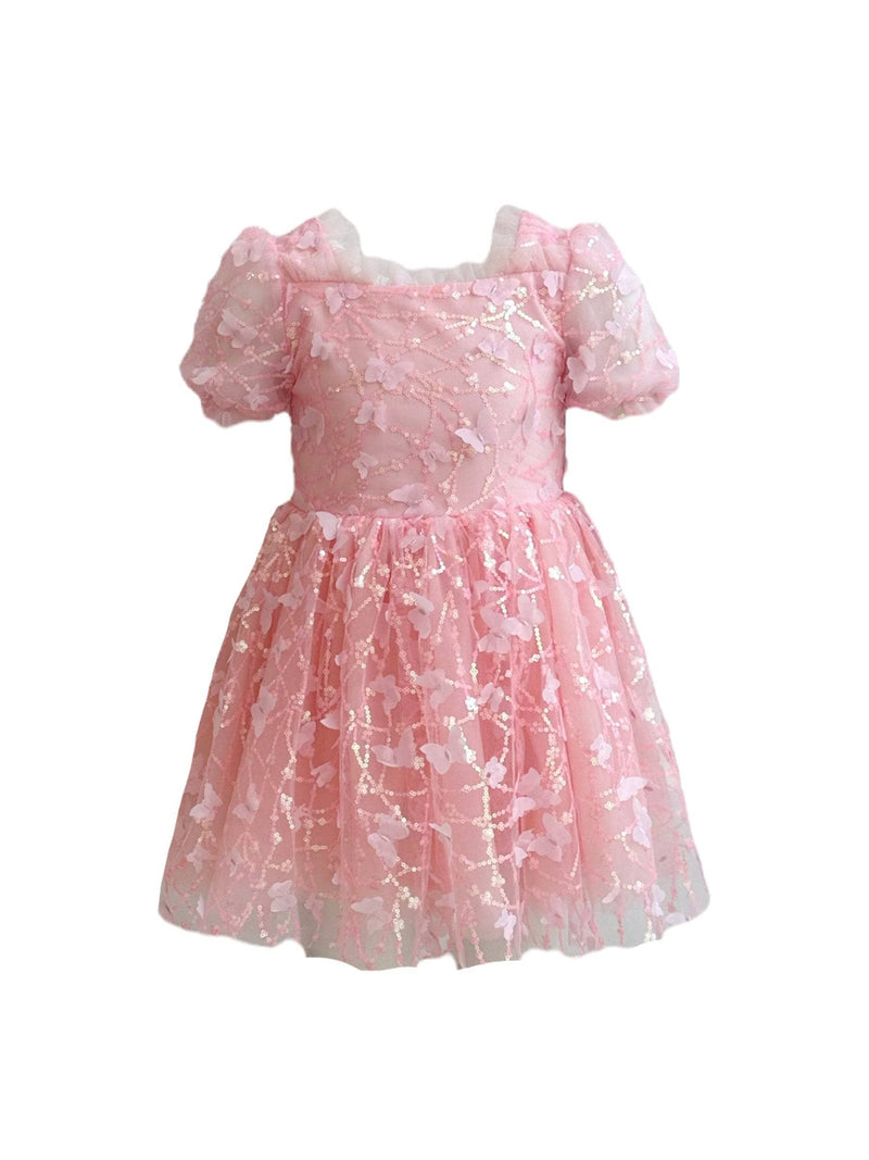 Pink Butterfly Puff Tulle Dress