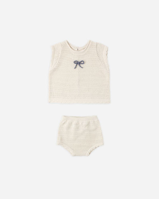 SCALLOP KNIT BABY SET | NATURAL