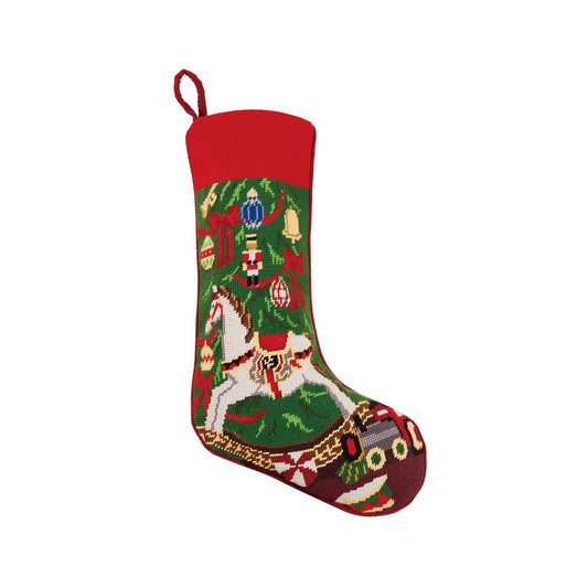 Christmas Rocking Horse Embroidered Stocking
