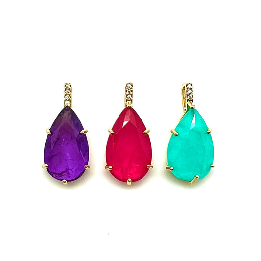 Gem Drop 1.25in Charm | Pink or Turquoise