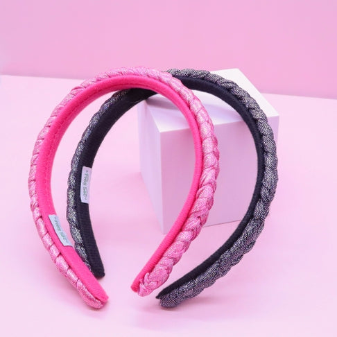 Metallic Glitter Braided Headband | Black or Pink