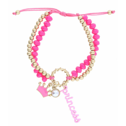 Kids 2 Strand, Pink "Princess" Bar Bracelet