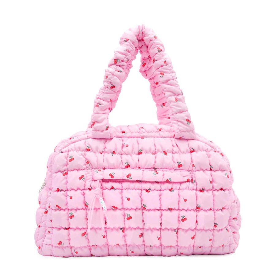 Quilted Scrunchies Medium Duffle Bag | Pink Cherries