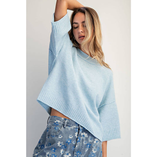 Crew Neck Oversized Sweater | Soft Blue