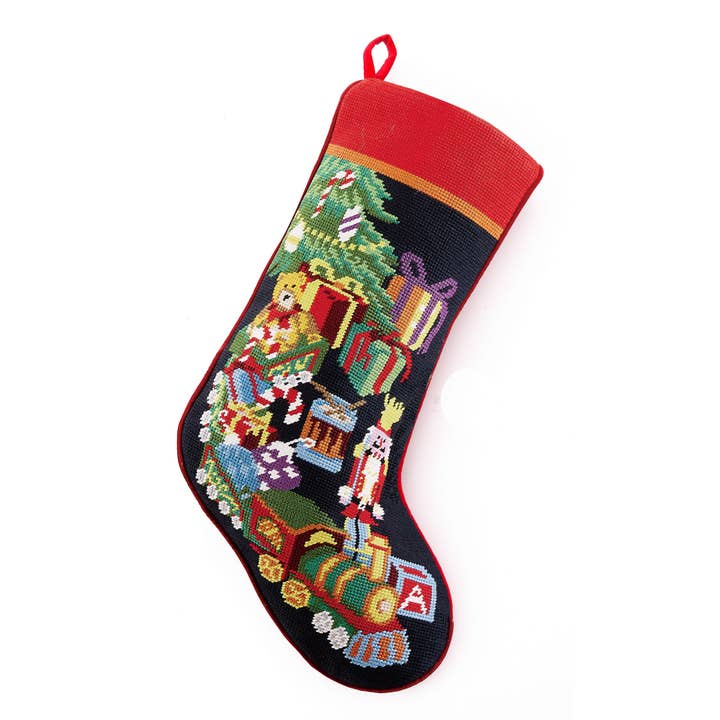 Toy Train Embroidered Stocking