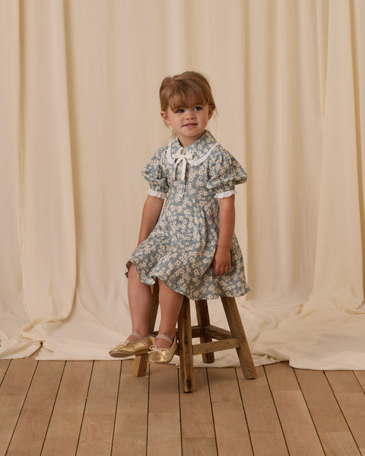 SARA DRESS | AQUA DITSY