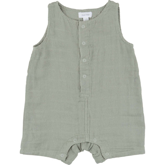 Sleeveless Shorite Romper | Solid Muslin Desert Green