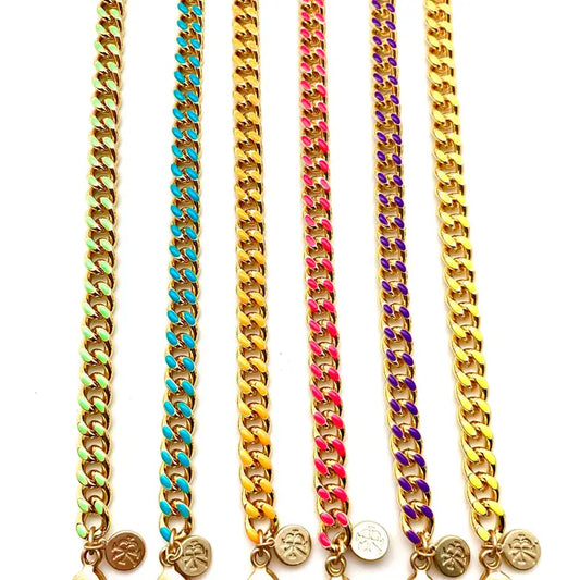 Flat Curb Candy Chain 16in | Hot Pink, White, Purple, Lime, Turquoise or Yellow