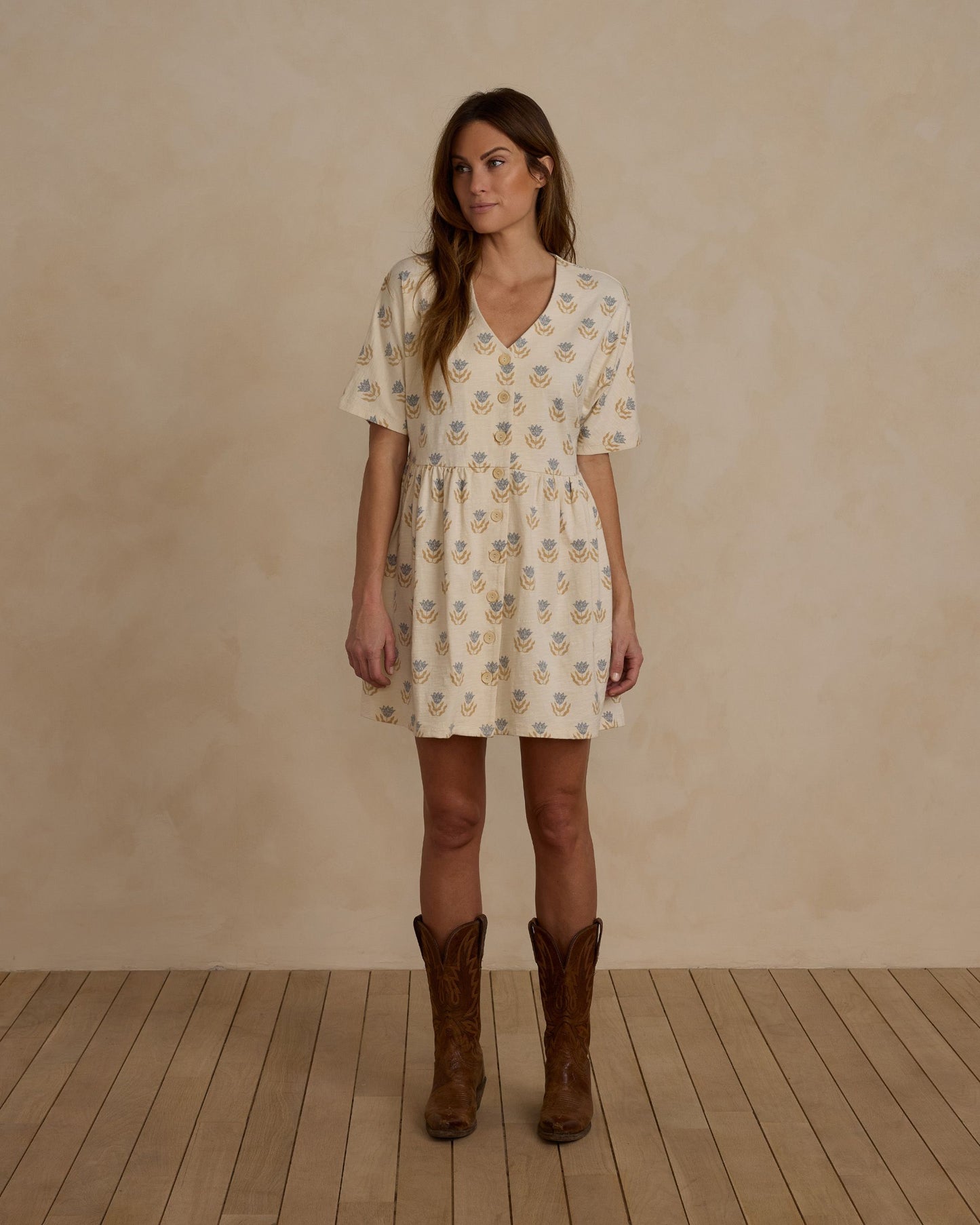 BUTTON JERSEY MINI DRESS | FLORA