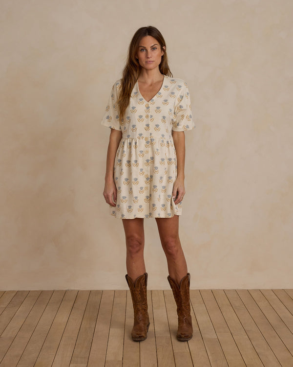 BUTTON JERSEY MINI DRESS | FLORA