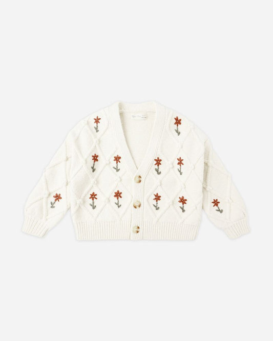 BOXY CROP CARDIGAN || WINTER DAISY EMROIDERY