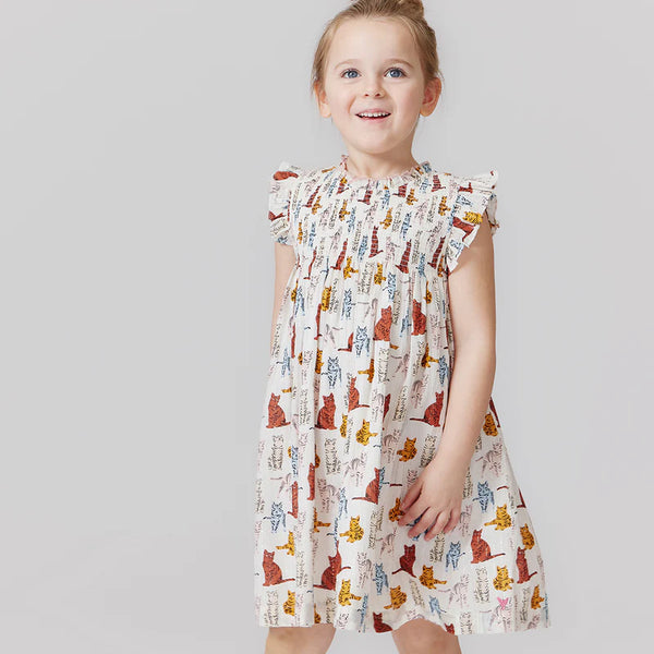 Girls Stevie Dress | Tabby Cats