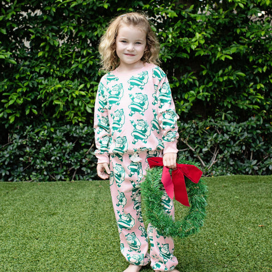 Girls Organic Sweatpant | Holly Jolly Santa