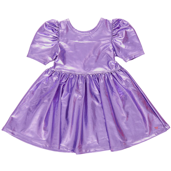 Girls Lame Laurie Dress | Purple Sparkle