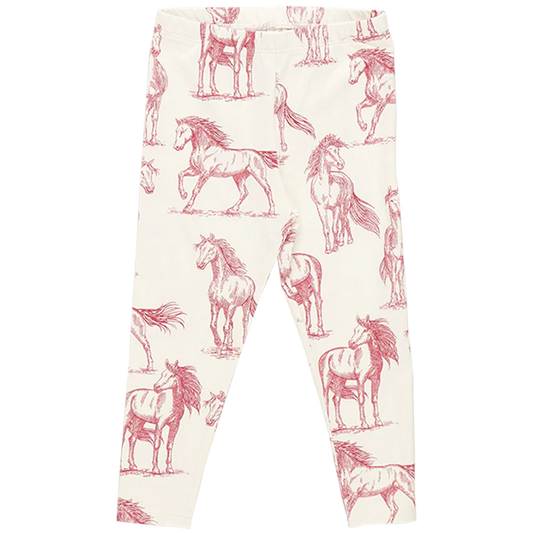 Girls Organic Legging | Vintage Rose Horses