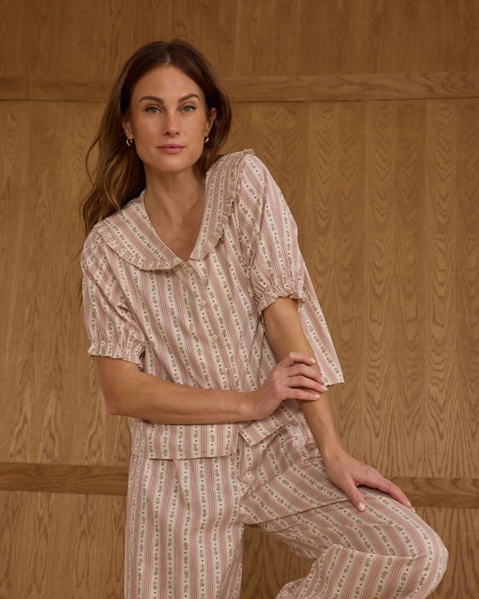 RUFFLE PAJAMAS || CANDY CANE STRIPE - WOMENS