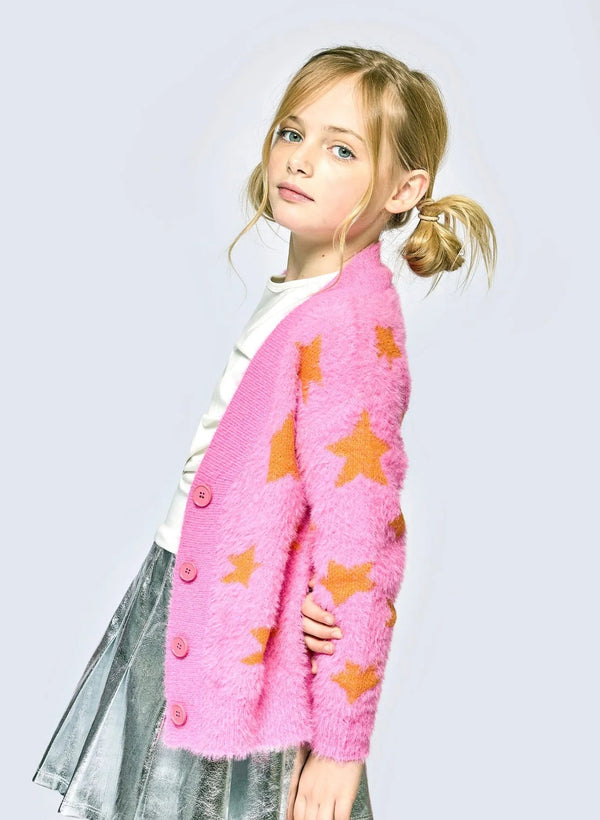 All Over Star Cardigan | Pink and Orange