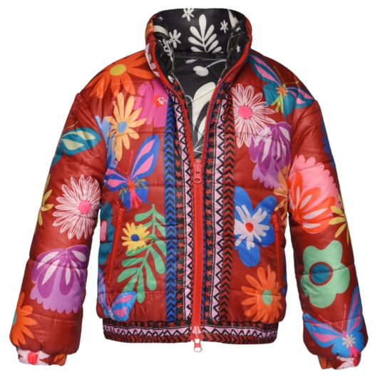 Girls Reversible Puffer Jacket | Black Multi