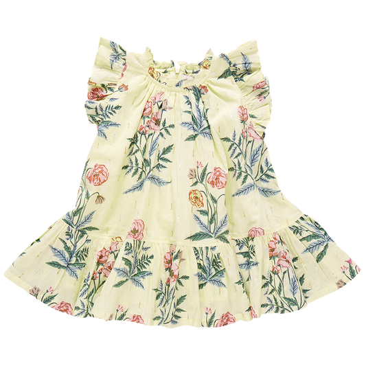 Girls Harper Dress | Pale Yellow Poppy