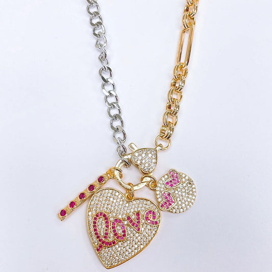 Heart Smiley Pave Necklace