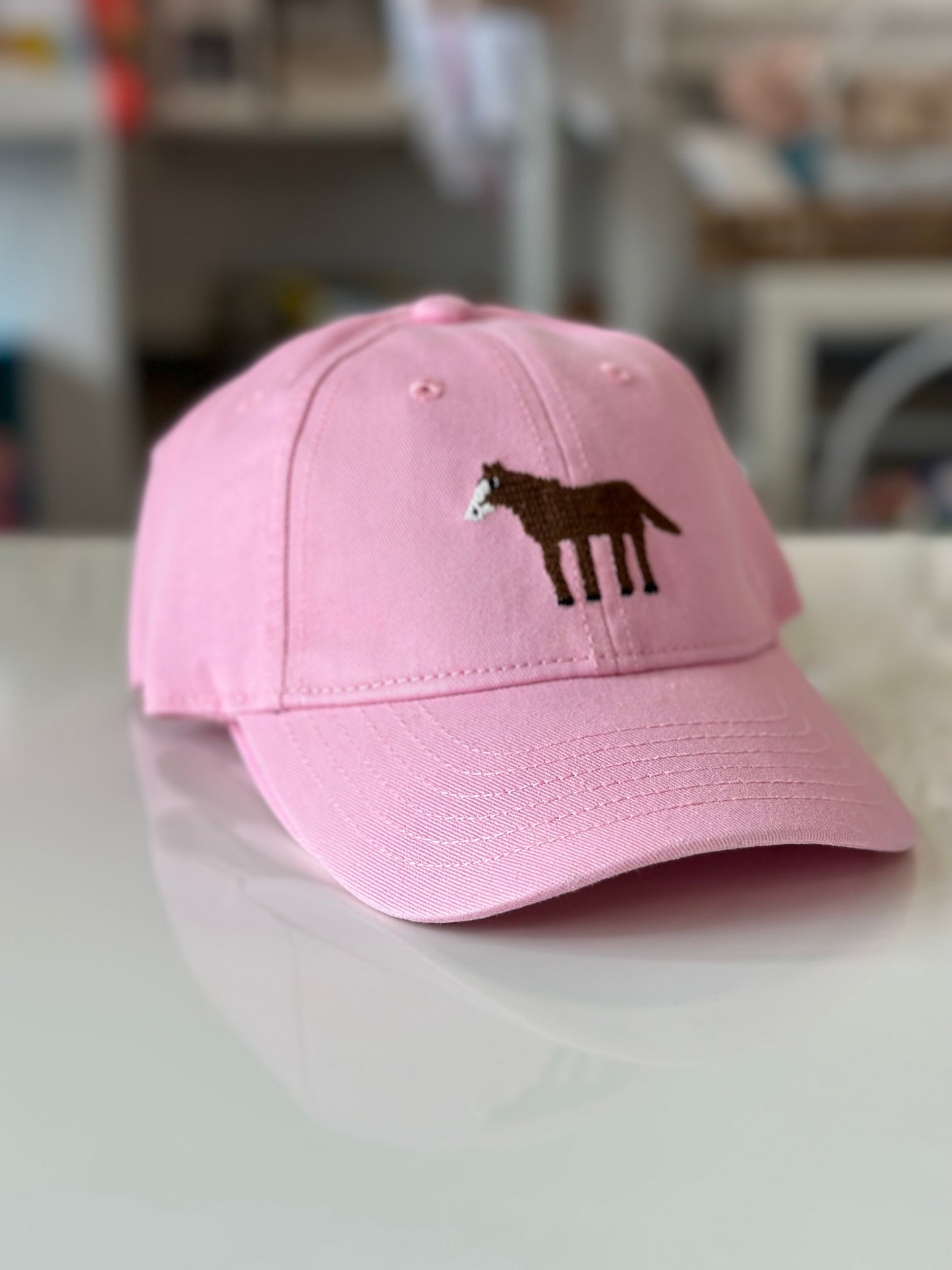Horse Cotton Canvas Baseball Hat | Pink