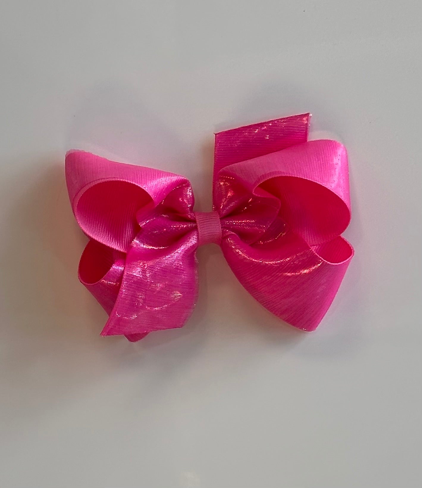 King GG Hair Bow With Sheer Overlay | Hot Pink