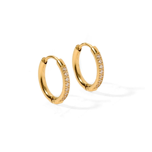 Huggie Earrings | Scarlett Hoop Gold 12mm CZ