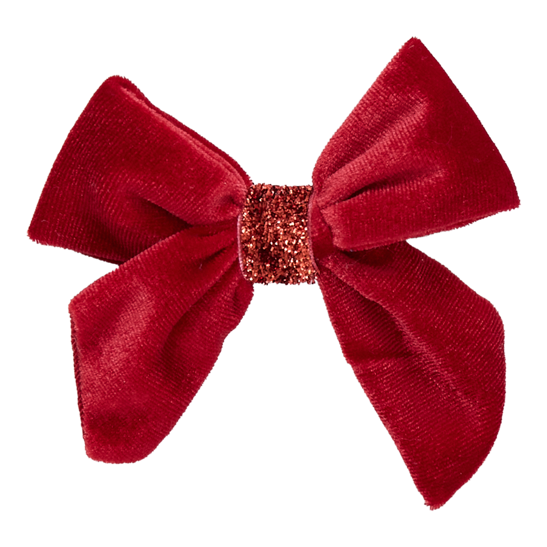 Girls Velour Bow | Red