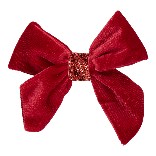 Girls Velour Bow | Red