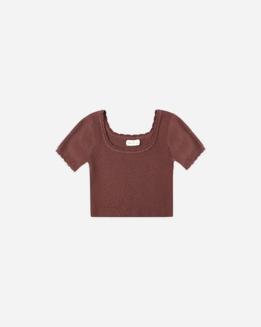SCALLOP TEE || BURGUNDY