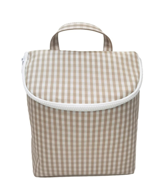 Gingham Khaki Insulated Lunch Bag