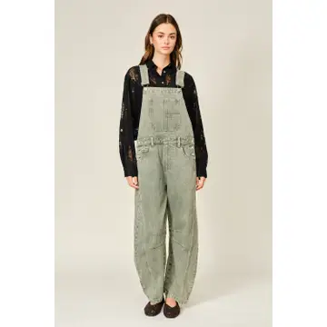 Slouchy Relax Fit Denim Overall | Olive