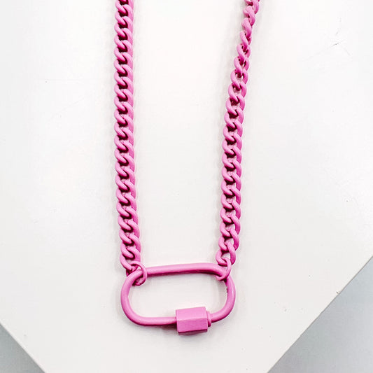Enamel Clip Necklace | Light Pink