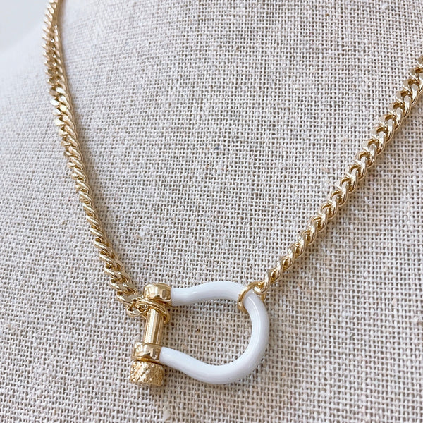 White Horseshoe Necklace