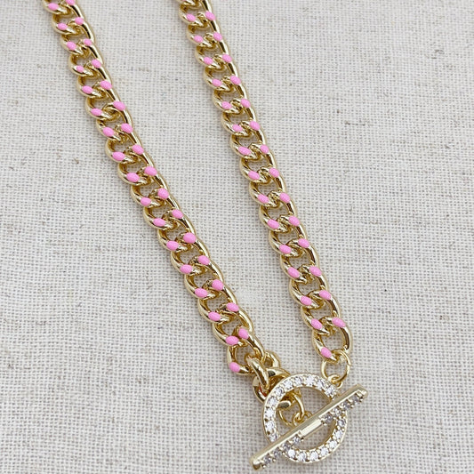 Chunky Chain Necklace | Pink